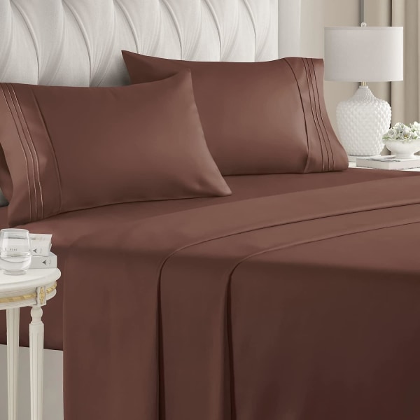 California King Size Lakanuppsättning - Andningsbara & Kylande Lakan - Hotell Lyx Sängkläder - Extra Mjuka - Djupa Fickor - 4 Delar Set - Rynkfria - Comf