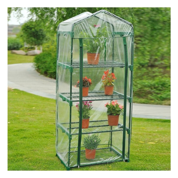 PVC- cover - Cover för miniträdgårdsväxthus inomhus eller utomhus (järnstativ ingår ej), 69 x 49 x 155 cm