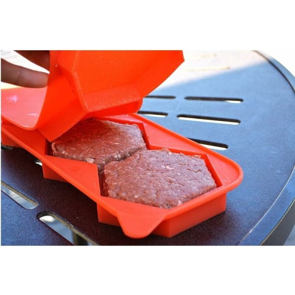 3-i-1 Hamburgare Press, Innovativ Non-Stick Frys Hamburger Press, Biff (Röd)