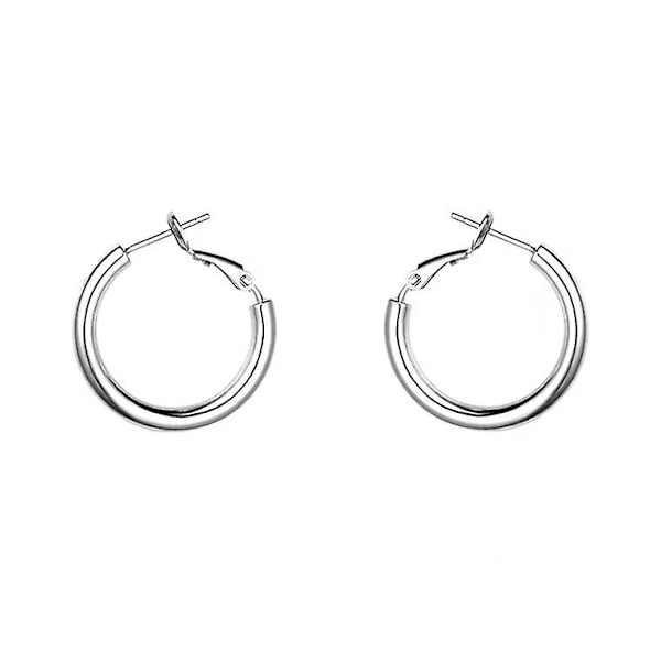 S999 Sterling Silver Plain Hoop Earrings, Cold Wind Earrings, Female Personality Earrings, 2 High-end Earrings (silver, Gold)