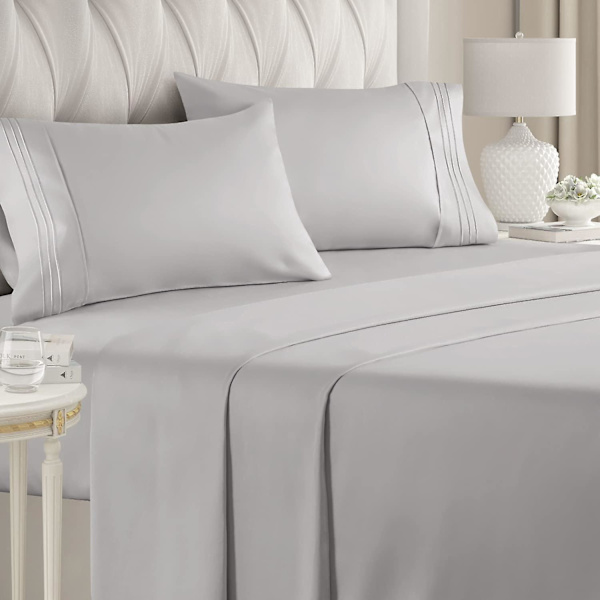 California King Size Lagensett - Åndbar & Kølende - Hotel Luksusseng - Ekstra Blød - Dybe Lommer - 4-delt Sæt - Krølfrit - 4 Pc - Madras