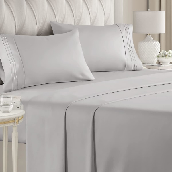 King size lakanset - Andningsbart & kylande - Hotell lyx sängkläder - Extra mjukt - Djupa fickor - Lätt passform - 4-delat set - Rynkfri - Bekväm Ligh