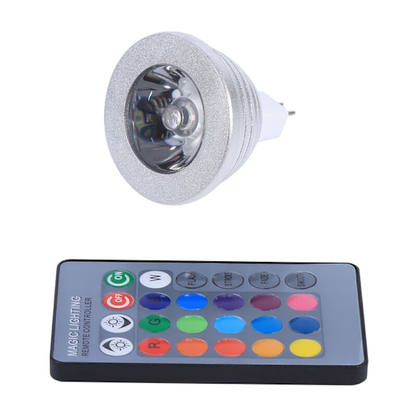 MR16 3W RGB LED-ljus Färgförändrande lampa 12V-24V med fjärrkontroll för hem Bar