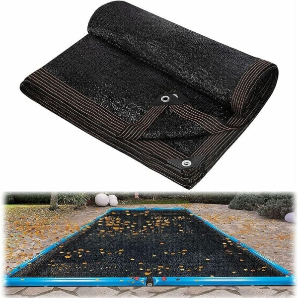 Lövnätsöverdrag för rektangulär pool Ovan mark Poolskydd Överdrag Blockerar fallna löv och skräp utomhus 2 x 4 m (6,5 x 13 fot)