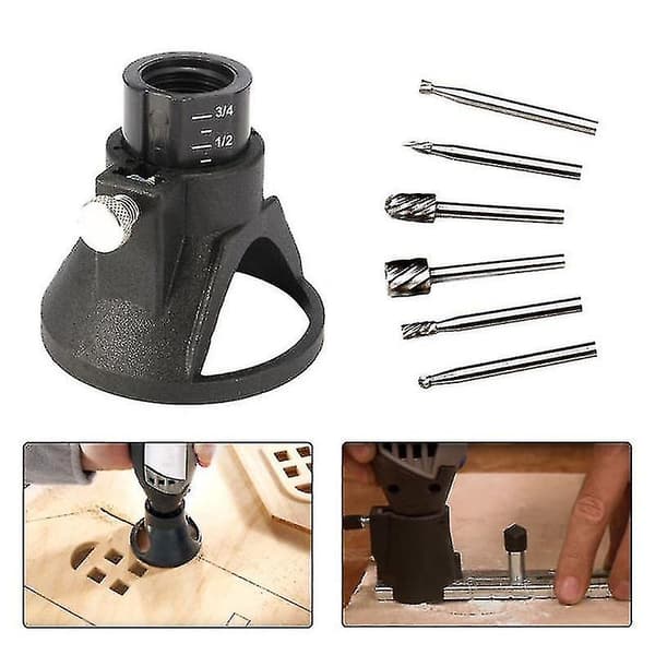 Roterende værktøjer Routing Router Bor Bits Sæt Locator Horn Fast Base 6stk Træfræsning Cutter Sæt Dremel Tilbehør Power Tool