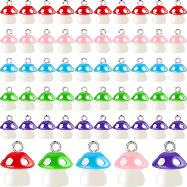 50 stk. Svampe Charm Vedhæng Svampe Resin Charm Svampe Smykker Fund Charm Diy Vedhæng Fremstilling Resin Charm Til Armbånd Halskæde Øreringe Nøgle