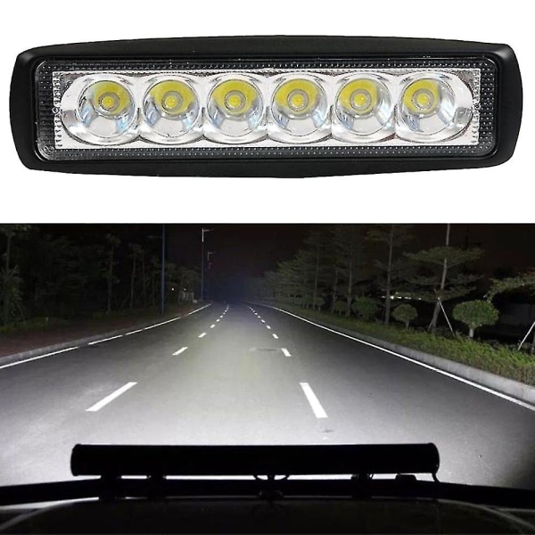 18w 12v Led-stripe lysstråle Auto arbeidslys bar 6led Spotlight lampe Kjøring tåke Offroad hvit bil lys Moto tåkelys Suv 4wd