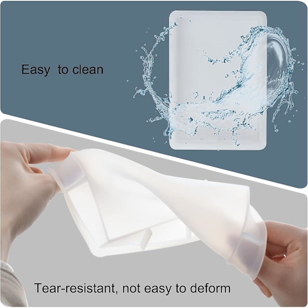 Rektangulær 3D silikoneform, 1 stk. krystal epoxyharpiksform spejl