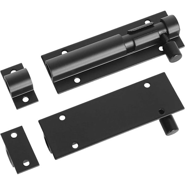 4 st svarta kraftiga låsbultar i aluminiumlegering, 3,5 tum, dörrlås, säkerhetsdörrlås, glidlås för hem, trädgård (skruvar ingår)