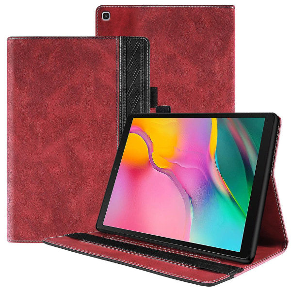 Business Style Pu Leather Case For Samsung Galaxy Tab T510, Auto Sleep/wake Function, Full Protection Folio Case（Red）