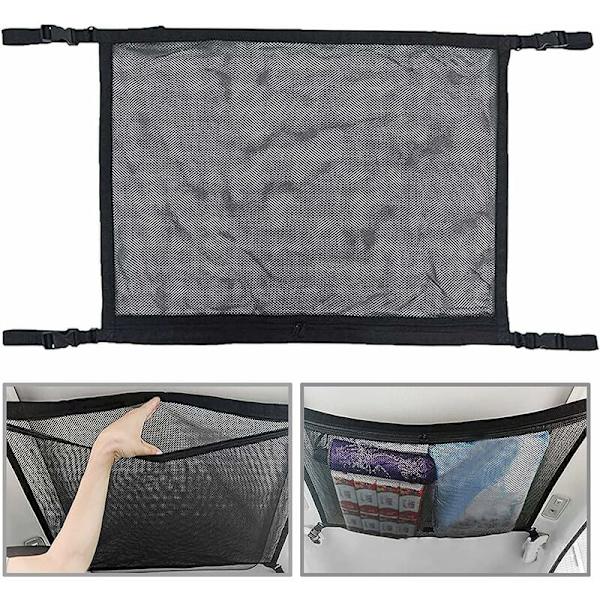 Biltakslucka förvaringsnät 90 x 65 cm Universellt biltaksförvaringsnät Biltakslucka förvaringsnät för de flesta fordon Bilar (Svart)