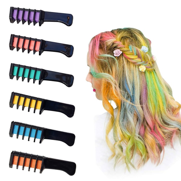 Hair Chalk Comb 10 färger Hårfärg Chalk Comb Barn Hårfärgning Tillfällig hårkrita Omedelbar disponibel hårkritkam