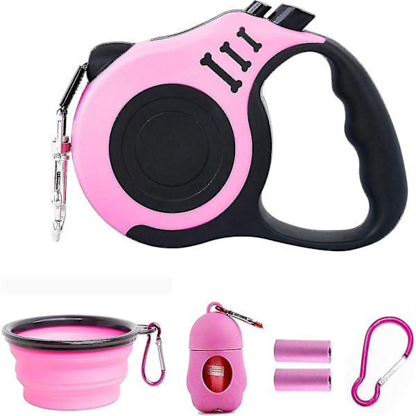 Retractable Dog Leash Lightweight Portative 16ft Leash, With Folding Bowl,dispenser,rubbish Bags, Fo