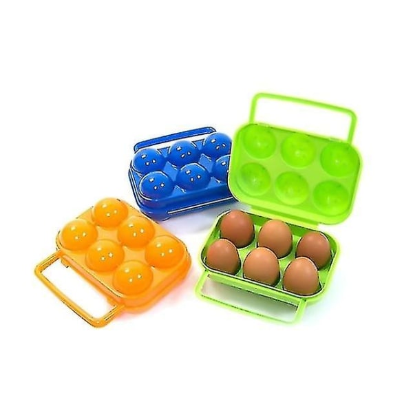 Utomhus camping porslin Bärbar camping picknick bbq ägglåda behållare ägg förvaring lådor rese köksredskap (3 st, grön, blå, orange)