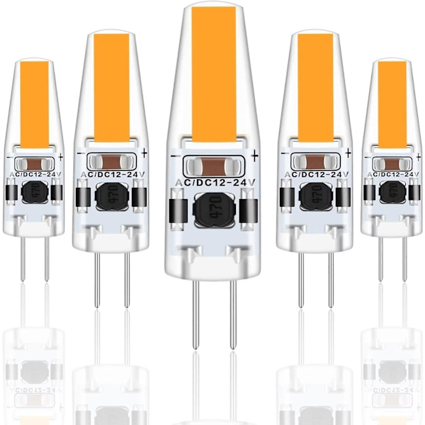 G4 LED 3w 12v AC/DC Glödlampor, G4 3w LED 30w Ekvivalent Halogen Glödlampa, 300lm, Varm Vit 2700k, Icke-Dimbar, 5-Pack