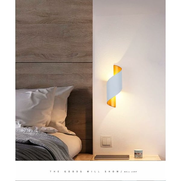 Modern vägglampa LED vägglampa 10W spiralformad modern design metall vägglampor 3000K varmvit belysning för sovrum vardagsrum trappor (vit)