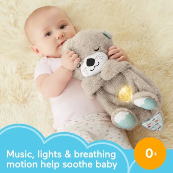 Baby Sound Machine Otter Pluche Baby Toy met Ritmische Beweging en Aanpasbare lichten muziekF4（Grey）