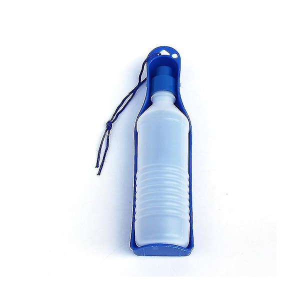 Pet Dog Water Bottle 250/500ml Plastic Pets Drinking Water Feeder Bowl Foldable 500ml Blue