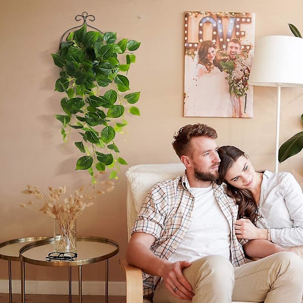 Kunstige hængende planter Ivy Vine falske blade Greeny kæde væg hjem værelse have bryllup guirlande (1stk, ingen kurv)