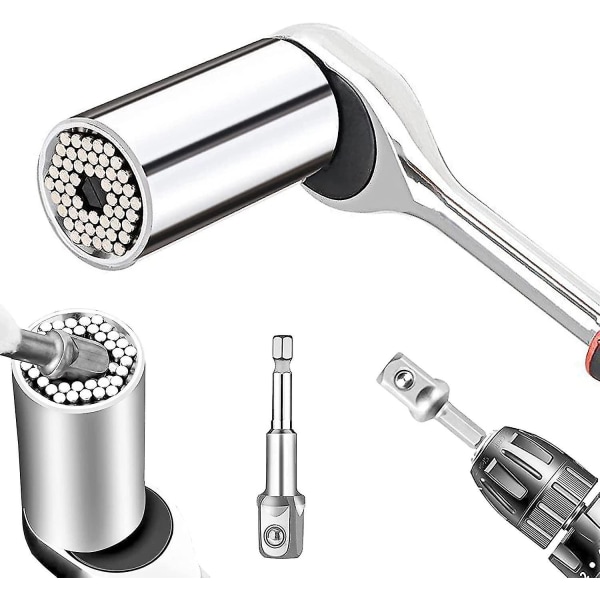 Universal pipenøkkel, 48 i 1 verktøynøkkel med 360 roterende hode og 7-19 mm universell multifunksjon