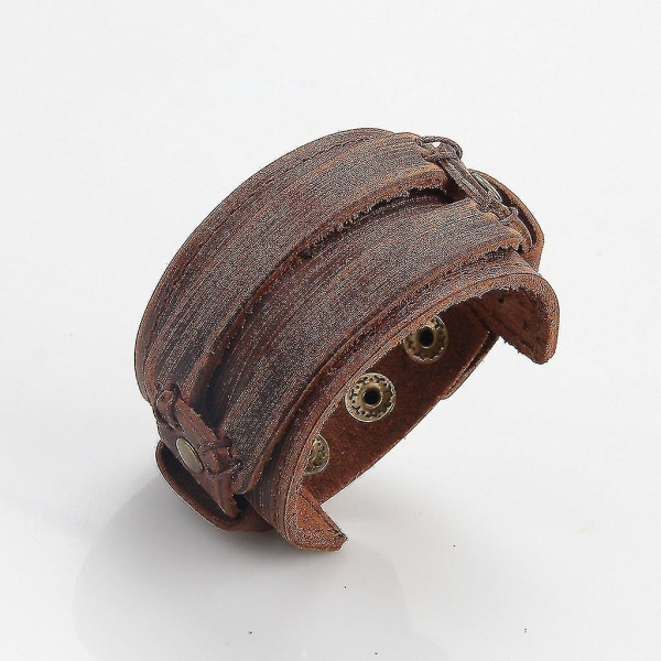 Antikke brune mansjettarmbånd for menn, håndleddsarmbånd av lær håndlagde smykker