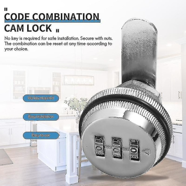 Alloy Kodkombination Cam Lock Nyckellös Post Brevlåda Skåp Rv 3 Vred Silver