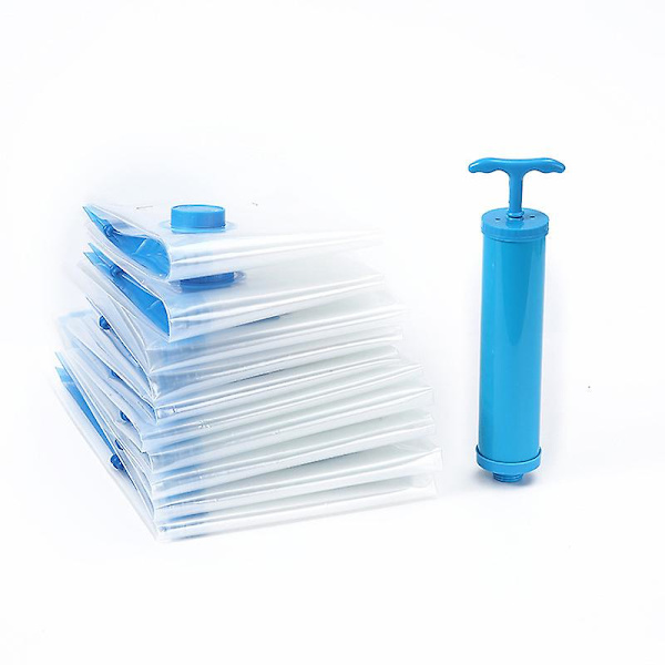 Vakuumförvaringspåsar + Gratis pump (10-pack) Spara 80 % mer utrymme, Hållbar utrymmesbesparande kompressionsförseglingspåse för kläder, täcken, gardiner（80*100cm）