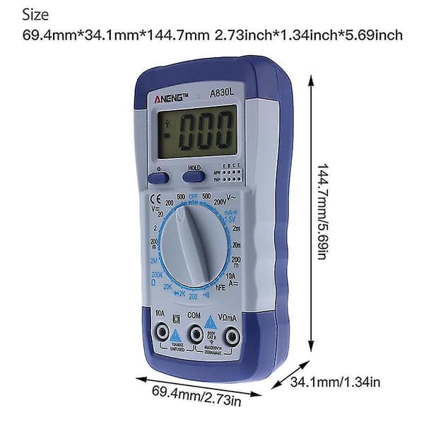 Lcd Digital Multimeter Ac Dc Spænding Diode Freguency Multitester Strømmåler（uden Batteri）