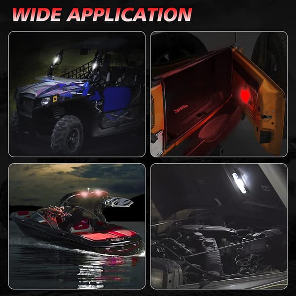 LED Dome Light UTV Interiør Dome Light, Universal Roll Bar Mount LED Light UTV Interiør Light Roll Cage Utility Light (Hvid&Rød)