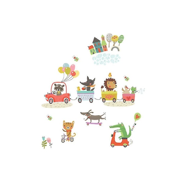 Animal Train Wall Stickers Wall Stickers Window Decoration Mobile Creative Wall