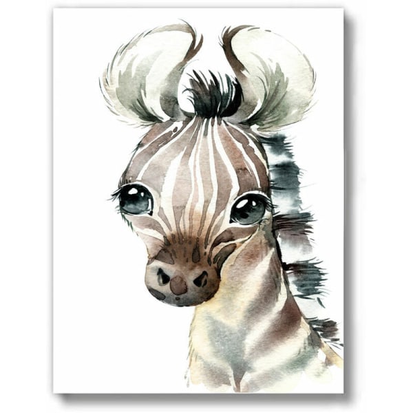 Bild- och dukposterdekoration för barnrum Babyposter för pojkar eller flickor Djungelsafari Djur Väggdekoration A4 (4-pack)