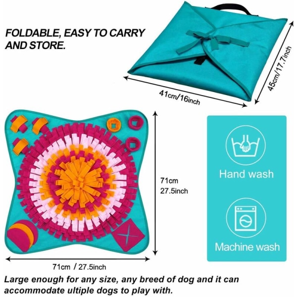 Solid Sniffing Mat Hund Sökmatta Katt Maskintvättbar Fällbar Leksak Hund Katt Matta Pedagogiskt Spel för Hund Katt Röd/Blå