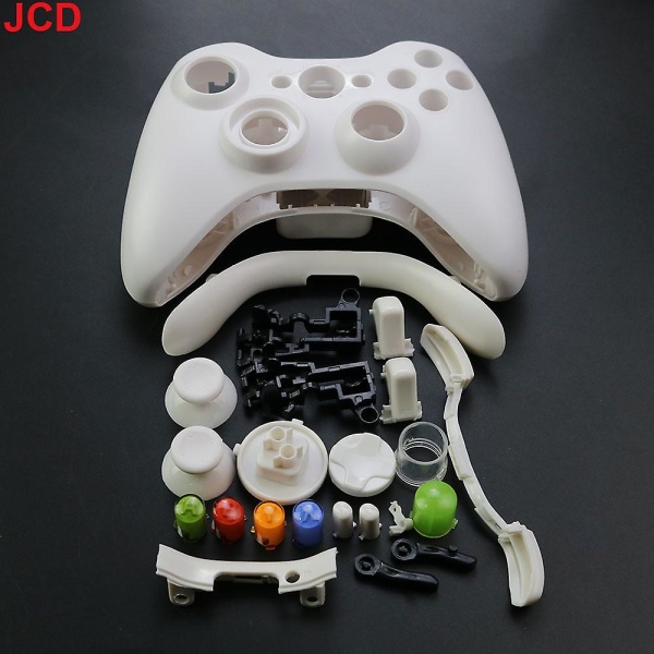 Jcd trådlös spelkontroll för Xbox 360 case Gamepad Cover komplett set med knappar Analog Stick BumpersWhite