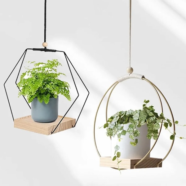 Hängande blomkruka, blomkrukhållare, krukhållare, hängande växtkruka, trädgårdskrukhållare, heminredning svart #2