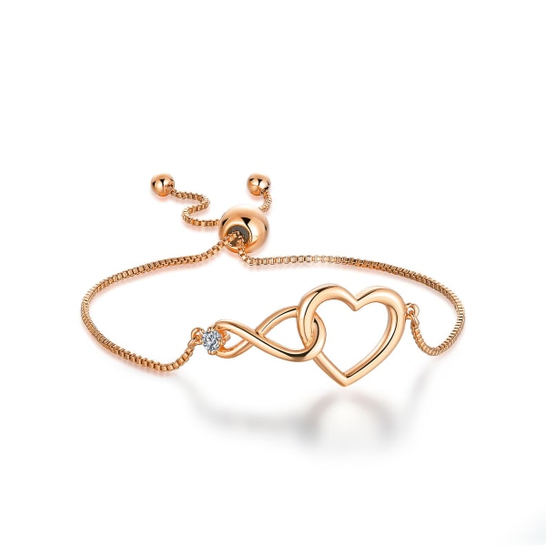 Guld Silver Dam Infinity Armband Dam Armband 925 Silver Hjärta Armband Dam Smycken Dam Present Dam Födelsedagspresent Julgåva