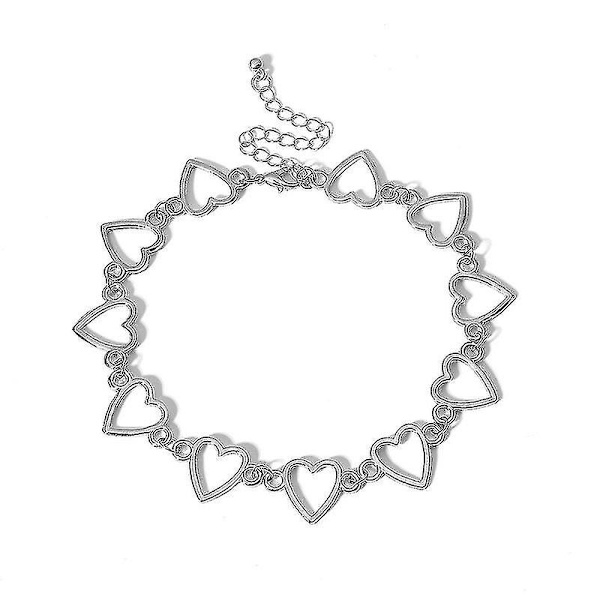 Geometrisk kreativt handgjort halsband, dam enkelt hjärtformat ihåligt kedja
