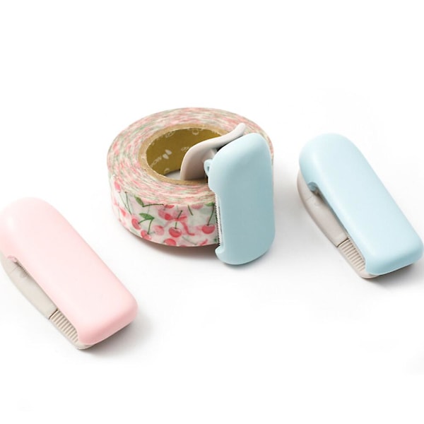 Stationärt Mini Washi Tape Dispenser Kawaii Bärbar Plast Kontorstejp Skärare Skolmaterial