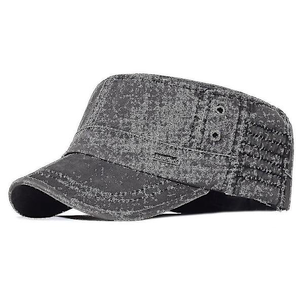 Herre Bomulds Army Cap Cadet Hat Trucker Dad Hat Militær Flat Top Justerbar Klassisk Baseball Cap