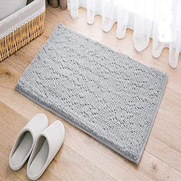 Badeværelsestæppe - skridsikkert må - stribet - absorberende - grå - 60 x 90 cm
