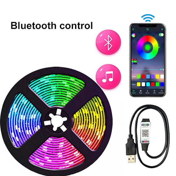 5v bluetooth APP-styrd 5050 LED-ljuslist, ljusbälte 2m