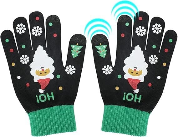 Julehandsker, varme strikkede vinterhandsker med touch screen, stræk