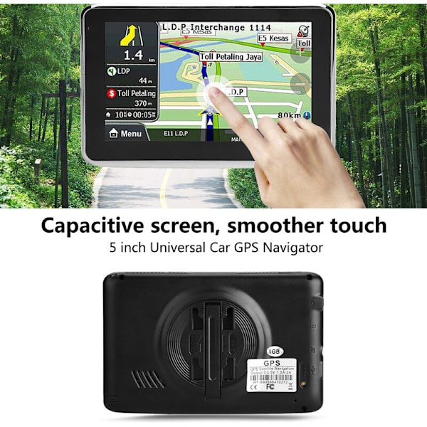 Universal 5-tums pekskärm bilnavigator GPS-navigering DDR256M 8G MP3 FM Europakarta 508