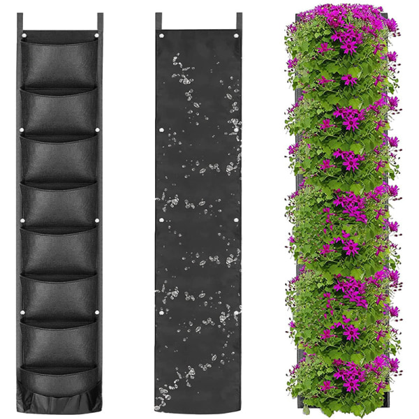 Hängande trädgård, fickplanterare, vattentät, väggmonterad Svart Tolv rutnät