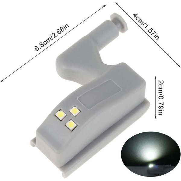 10 stk Universal Hengsel LED Sensor Lys Skap Skap Klesskap Nattlys (hvit)