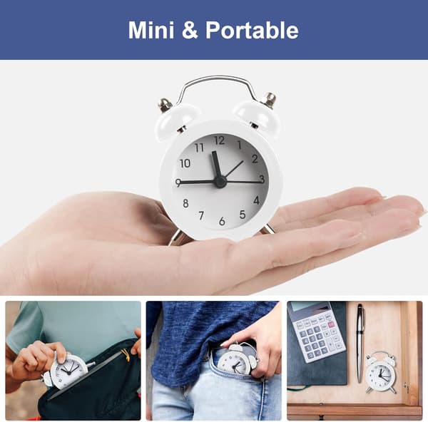 Analog Mini Nostalgisk Retro Design Sängväckarklocka för barn, tonåringar och seniorer (vit, knappbatteri ingår ej)