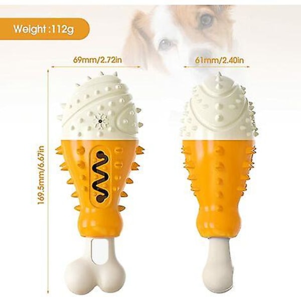 Tyggeleke, holdbare hundetrenings tenner, hundeleker, kalkunsmak for aggressive tyggere Tpr og nylon for valp (gul)