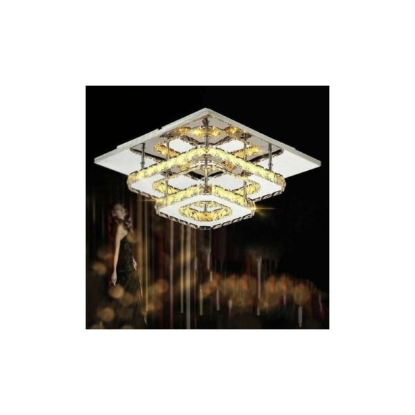 Cham Crystal Ceiling Light 30 cm Spegel Rostfritt stål Modern LED dubbelvånings ljuskronabelysning - varmvit - transparent