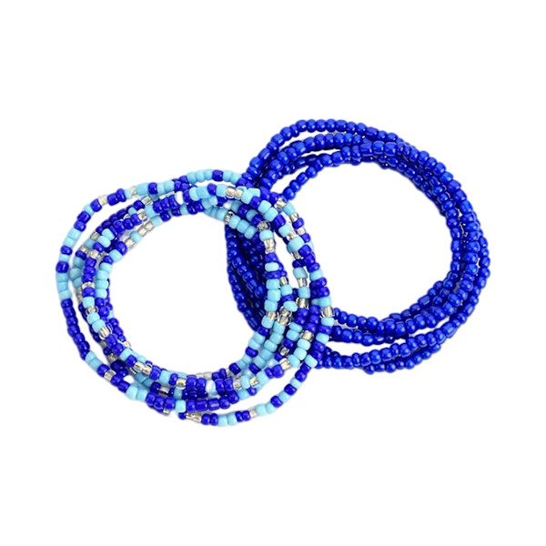 2 stk. midjebeltekjeder Bohemian Belly Bead Body Chain for sommerfestkvinner marineblå