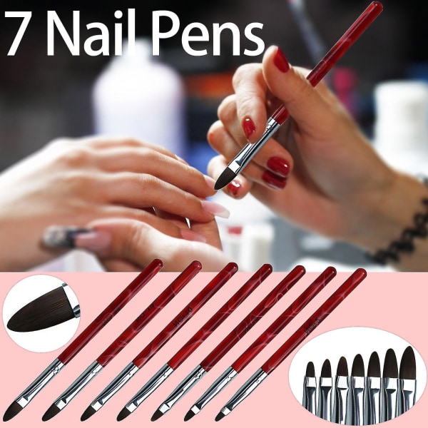 Manicure Pen Sea Wave Red Rod 7pcs Set Rund Fototerapi Pen