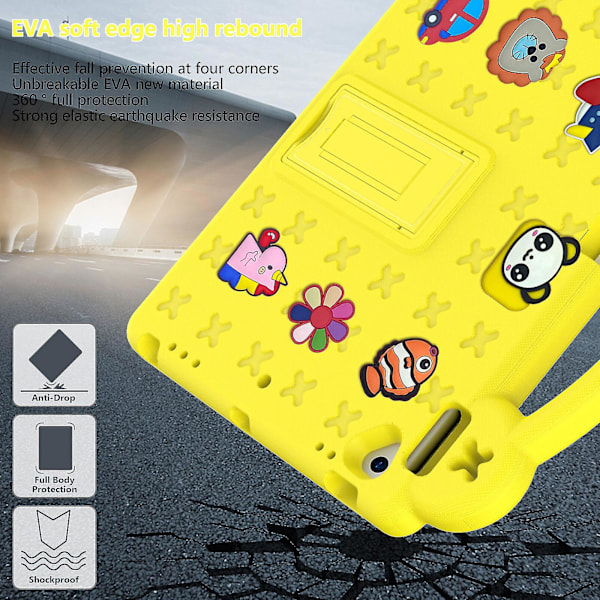 Cartoon Pattern Case For Ipad Pro 10.5 Inch Air 10.5 Inch 2019 With Handle, Adjustable Stand, Shockproof, Kid Friendly Design Cover（Yellow）